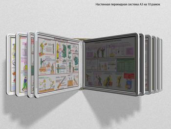 Настенная перекидная система а3 на 10 рамок (белая) - Перекидные системы для плакатов, карманы и рамки - Настенные перекидные системы - Магазин охраны труда и техники безопасности stroiplakat.ru